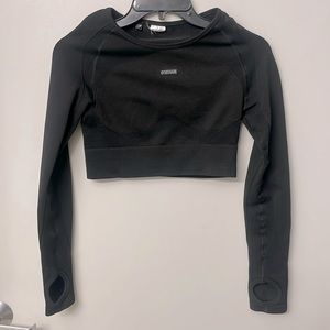 Black Gym Shark workout crop top